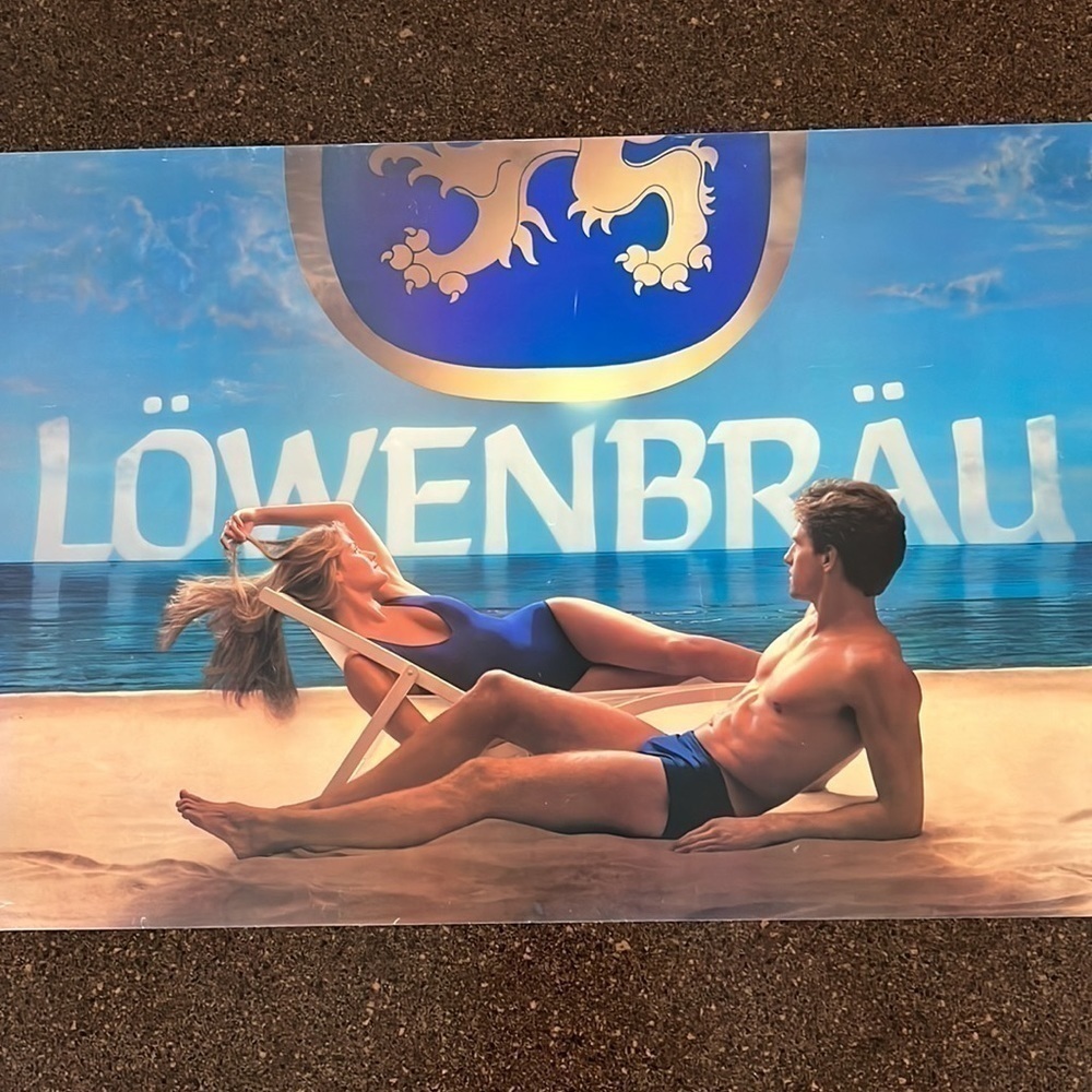 LOWENBRAU VINTAGE 1980’s BEACH BEER PROMOTIONAL POSTER